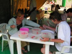 Julia and Bernise counting Chironomid larvae and pupae